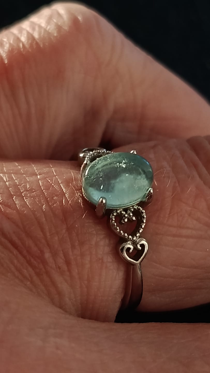 Customer photo review of Bague Ajustable "Cristal de Mer" en Aigue-Marine