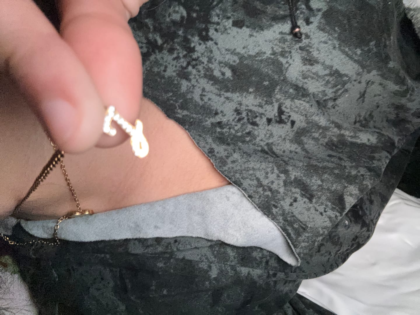 Customer photo review of Script Iced Letter Necklace