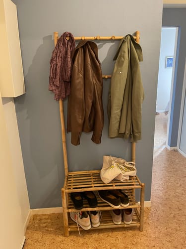 Customer photo review of MALACCA - Portant vestiaire en bois de bambou massif