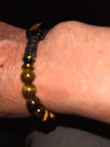 Customer photo review of Tiger's Eye Battle Beaded Bracelet: Helps Pair Veterans With A Service Dog Or Shelter Dog