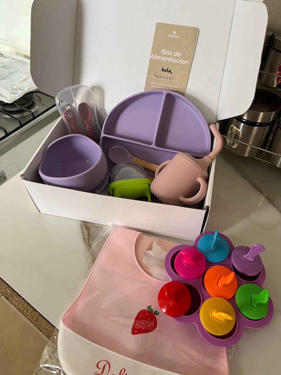 Customer photo review of Box Inicio Alimentación Complementaria Lila