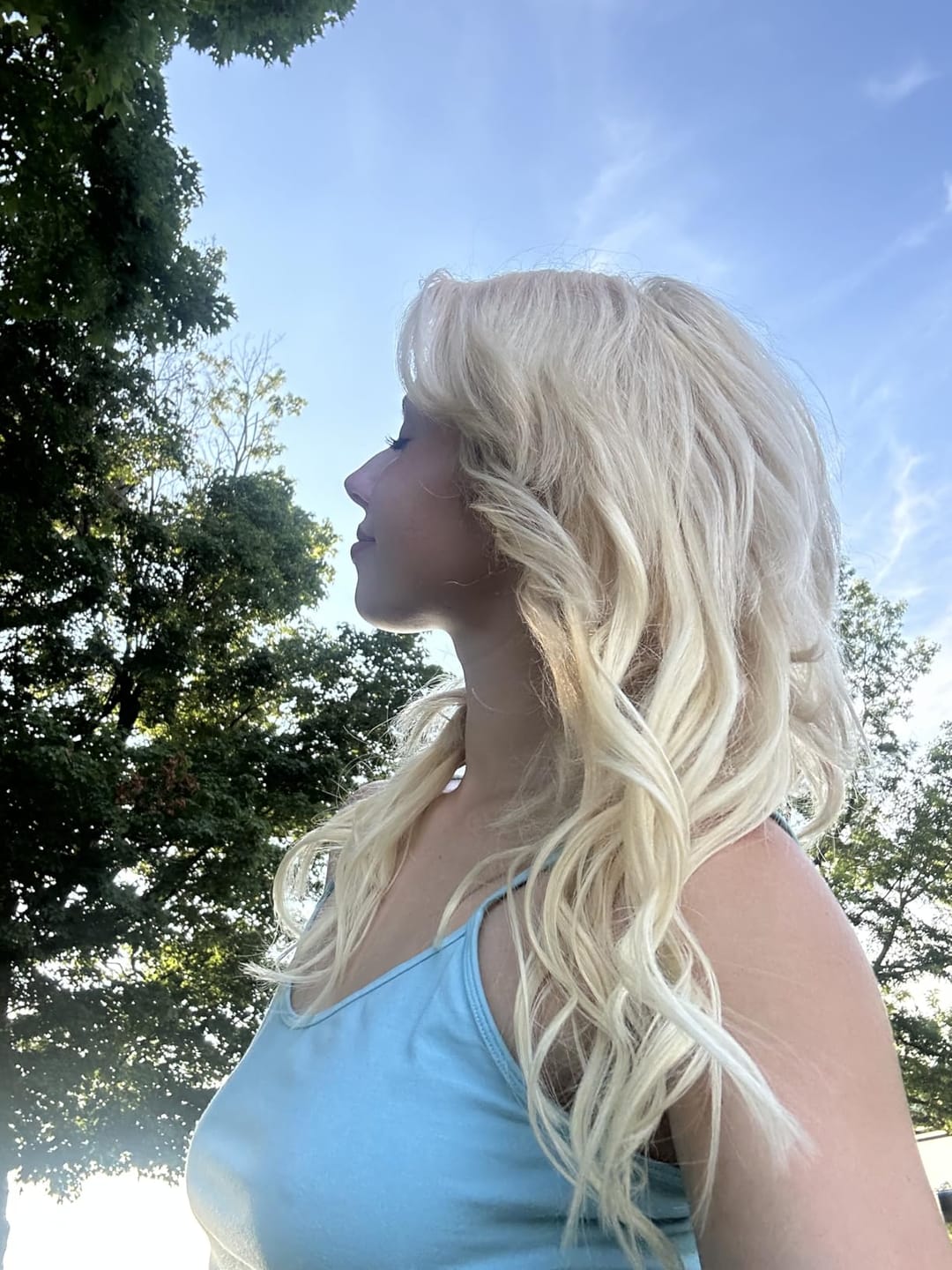 Customer photo review of 3x5 Inches Human Hair Toppers Mono Base Platinum Blonde #60