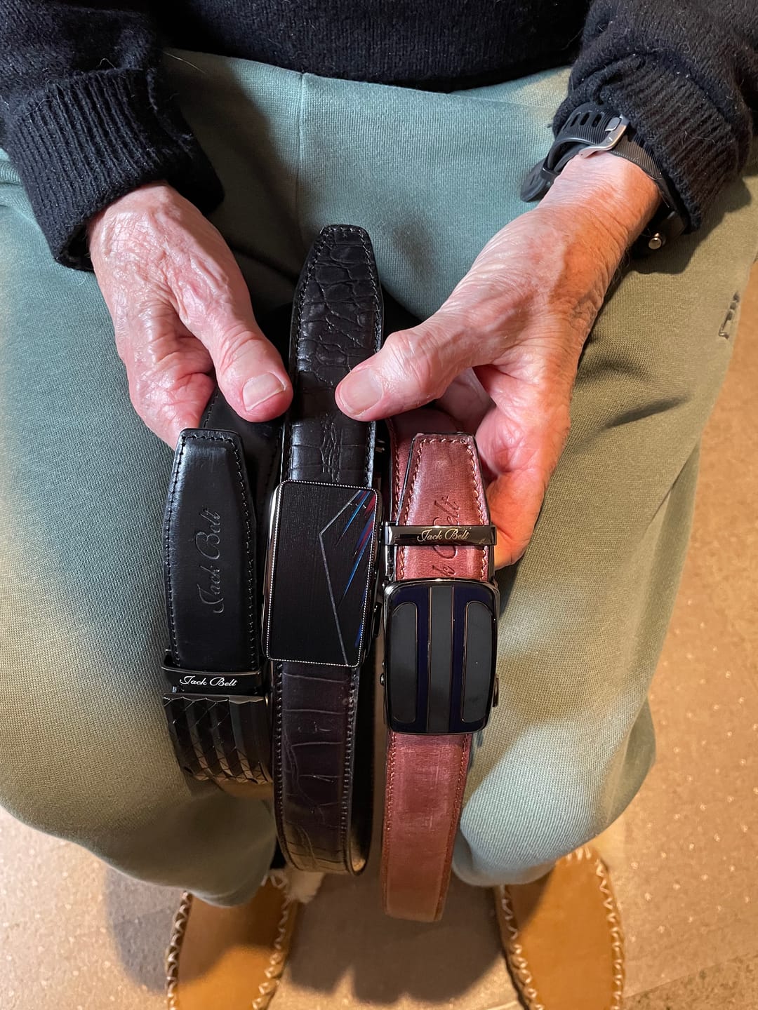 Customer photo review of Jack Belt® Men's Full Grain Leather Belt - Plain Black With M72 Buckle (PLBLM72)