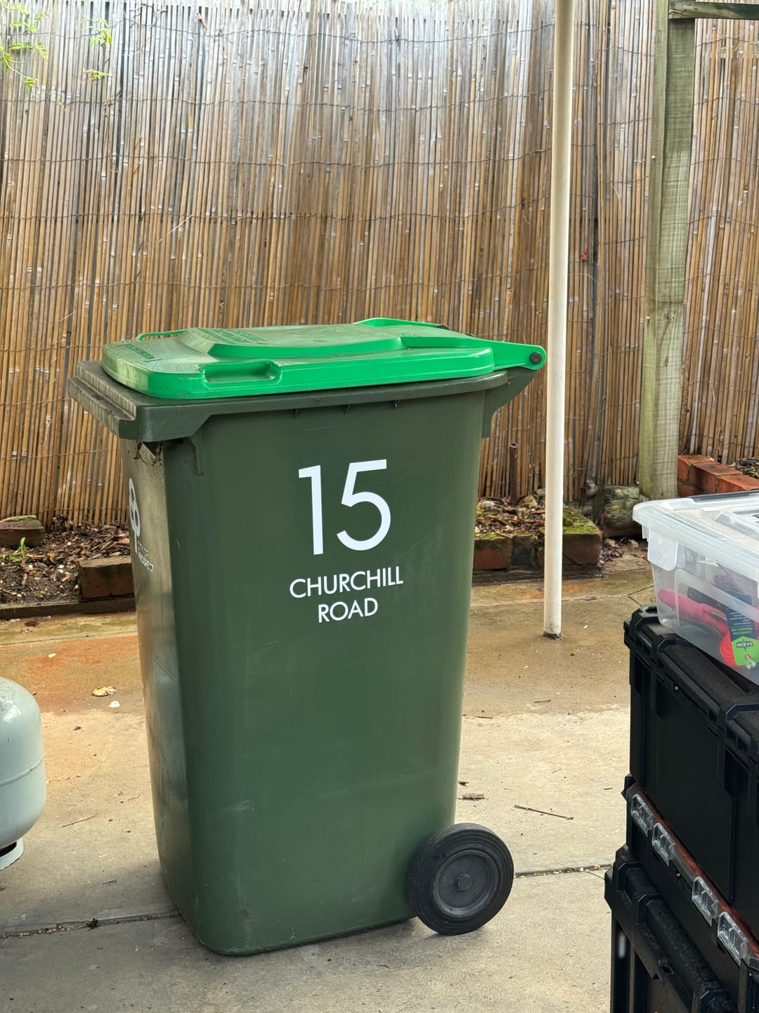 Customer photo review of Wheelie Bin Street Name & Number Sticker