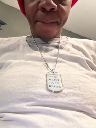 Customer photo review of Piece Of My Heart Dog Tag Necklace