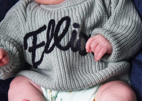 Customer photo review of Hand Knitted Personalized Sweater