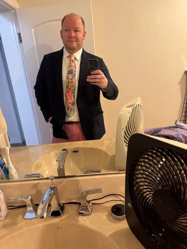 Customer photo review of Blue Floral Necktie- Floral Mens Tie for Garden Wedding