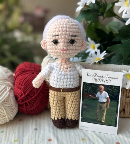 Customer photo review of Dolly® Personalized Crochet Doll with Photo Card