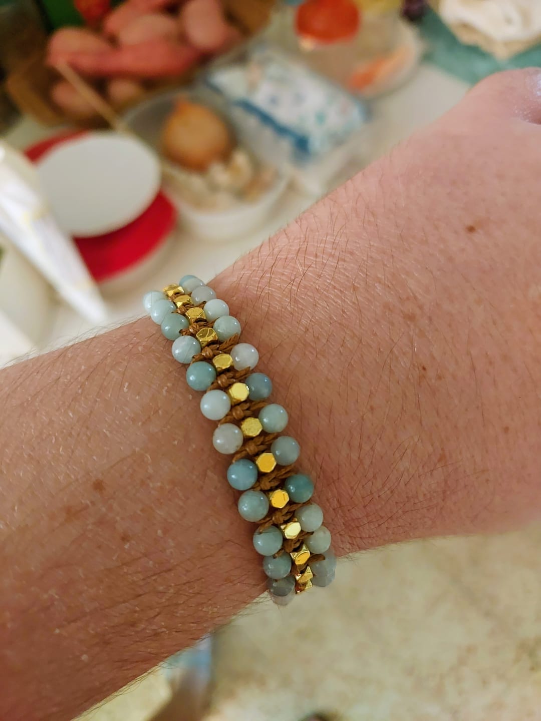 Customer photo review of צמיד הגנה 'חופית' - אבן האמזונייט