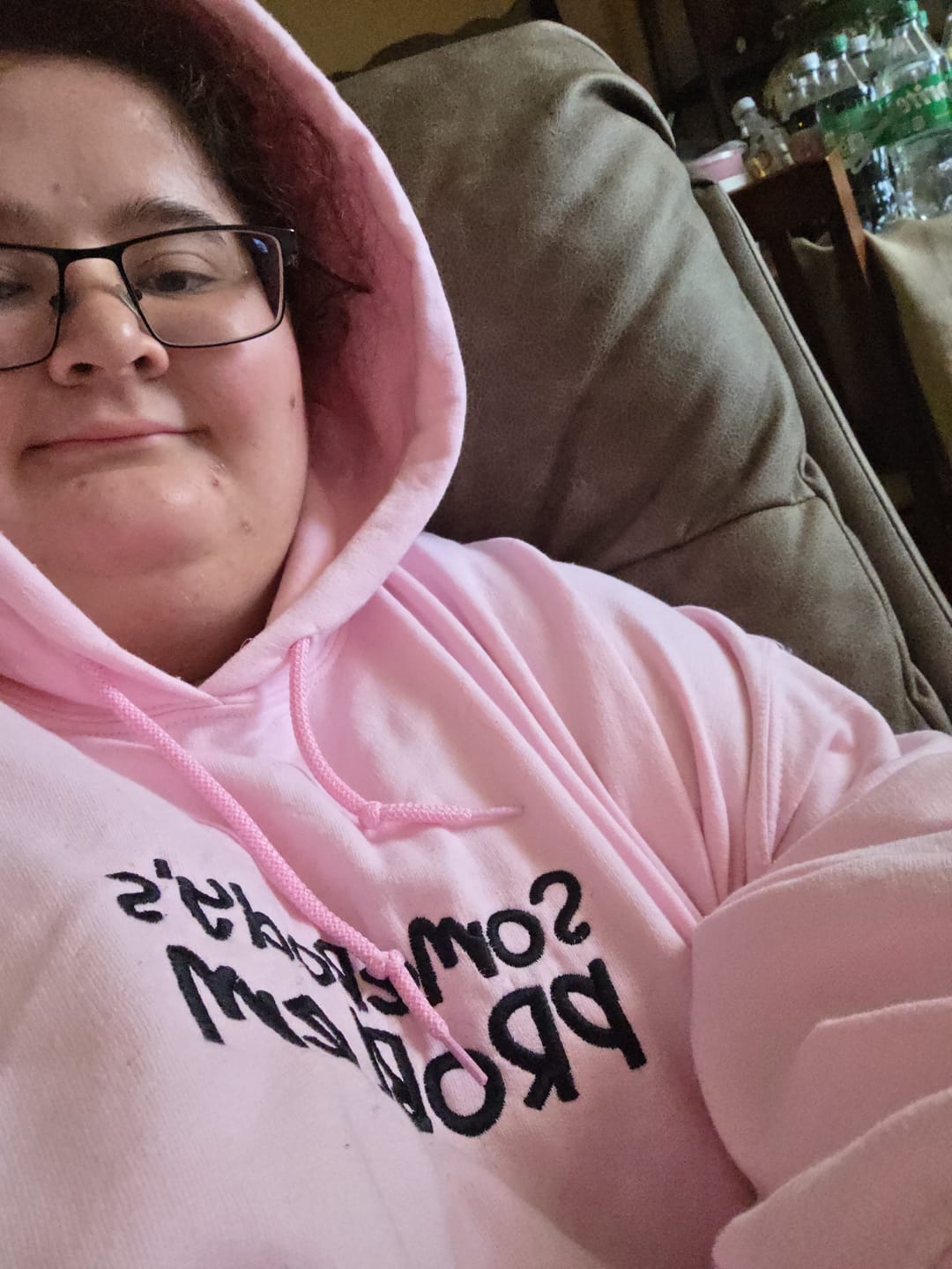 Customer photo review of Somebody Somebody's Problem Couples Custom Embroidered Matching Hoodies For Couples