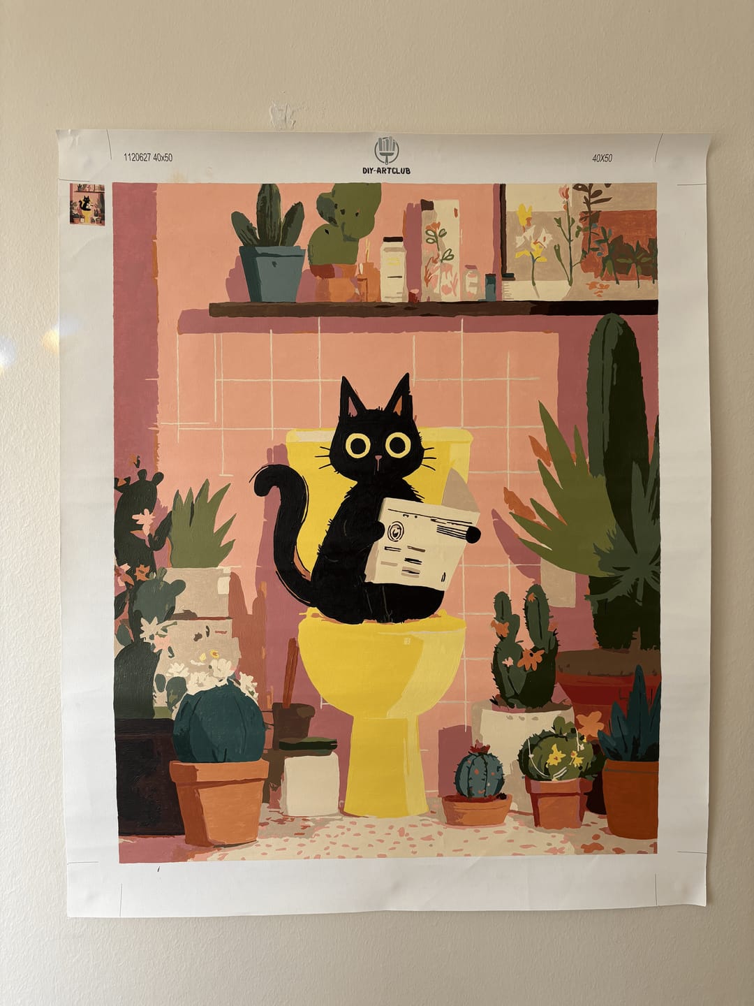 Customer photo review of The black cat on the toilet | Paint by Number