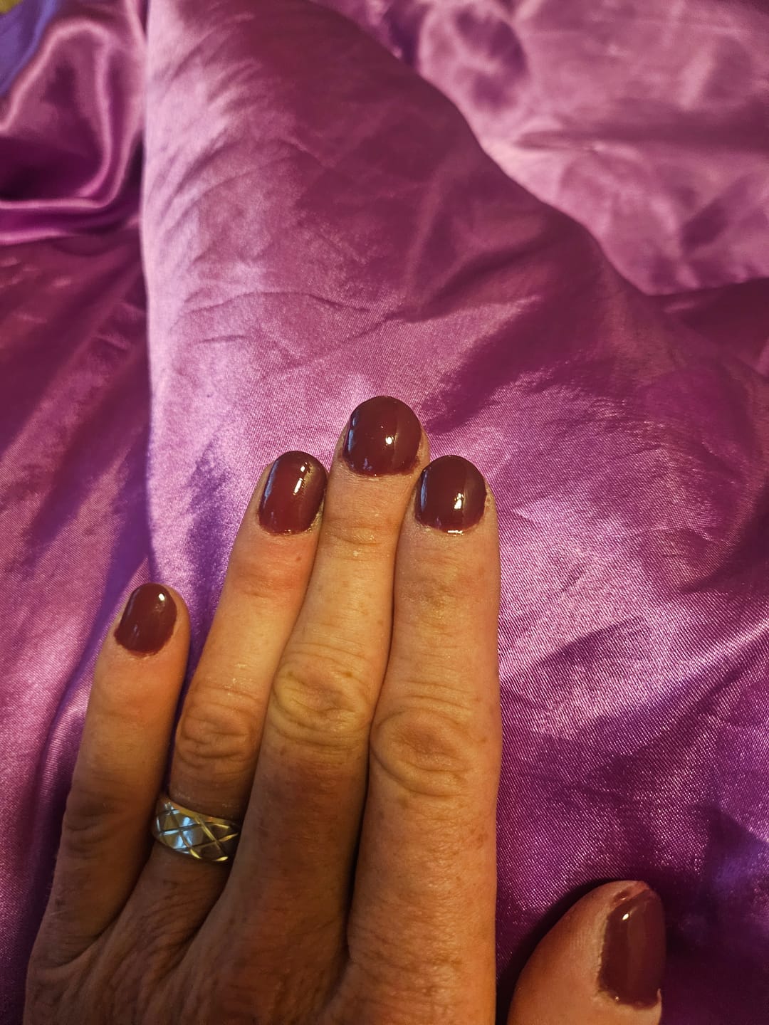 Customer photo review of Dark Reddish Purple Dipping Powder