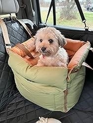 Customer photo review of Olive Green Premium Dog Car Elevated Bed