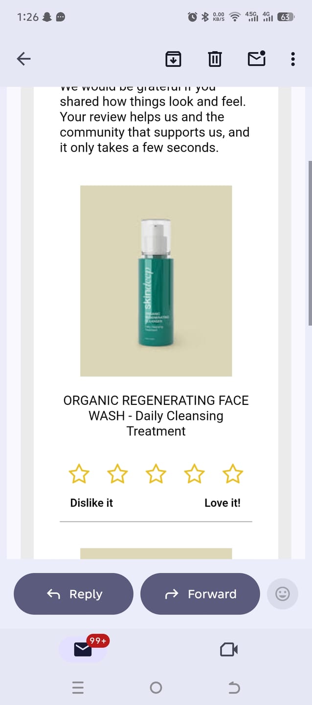 Customer photo review of ORGANIC REGENERATING FACE WASH - Daily Cleansing Treatment