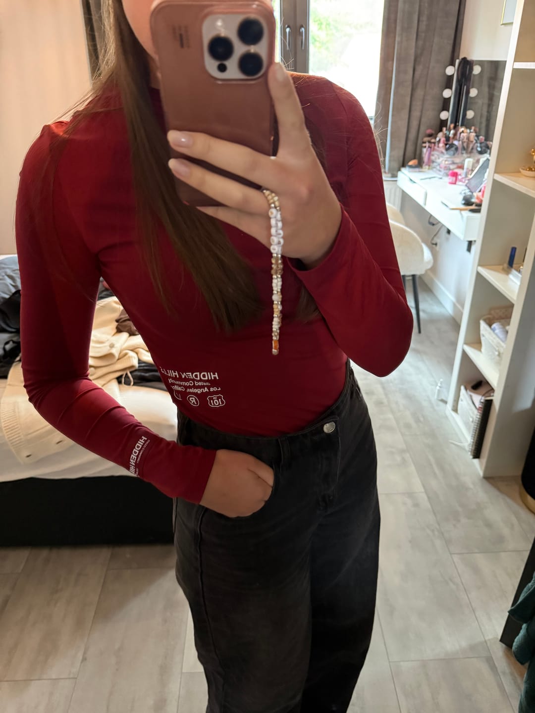 Customer photo review of LABEL LONGSLEEVE TOP BURGUNDY