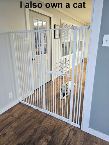 Customer photo review of FairyBaby 55"/61" Extra Tall Cat Gate with Narrow Bar Spacing