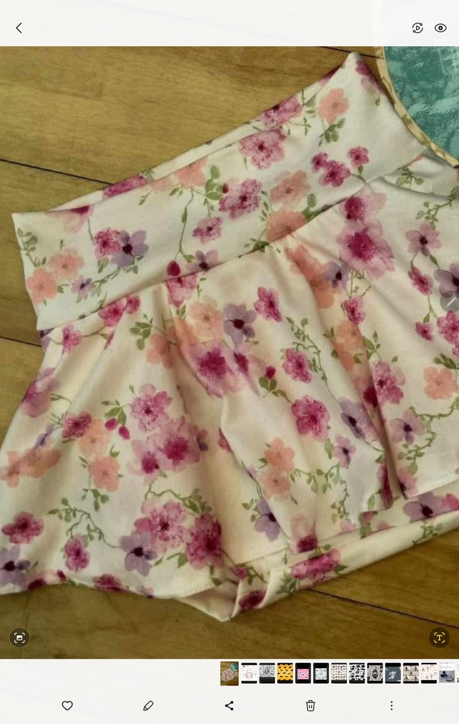 Customer photo review of Purple Flowers on Ivory 100% Cotton Jersey Fabric