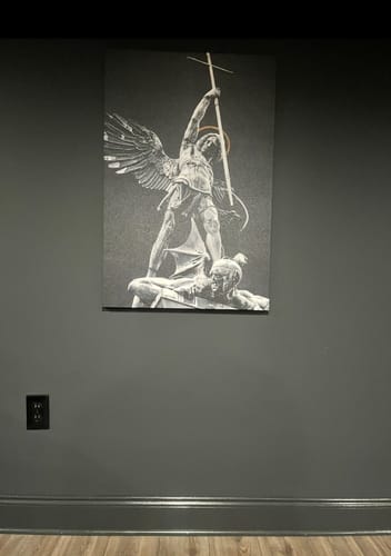 Customer photo review of ST. MICHAEL VS THE DEVIL CANVAS ( No Logo )