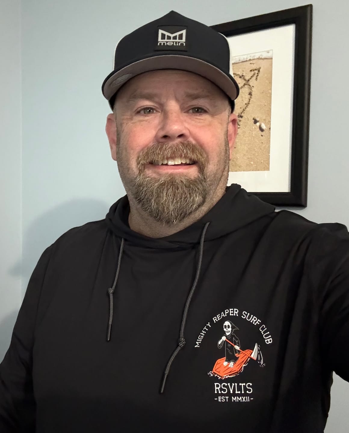 Customer photo review of Mighty Reaper Surf Club – Performance Hoodie