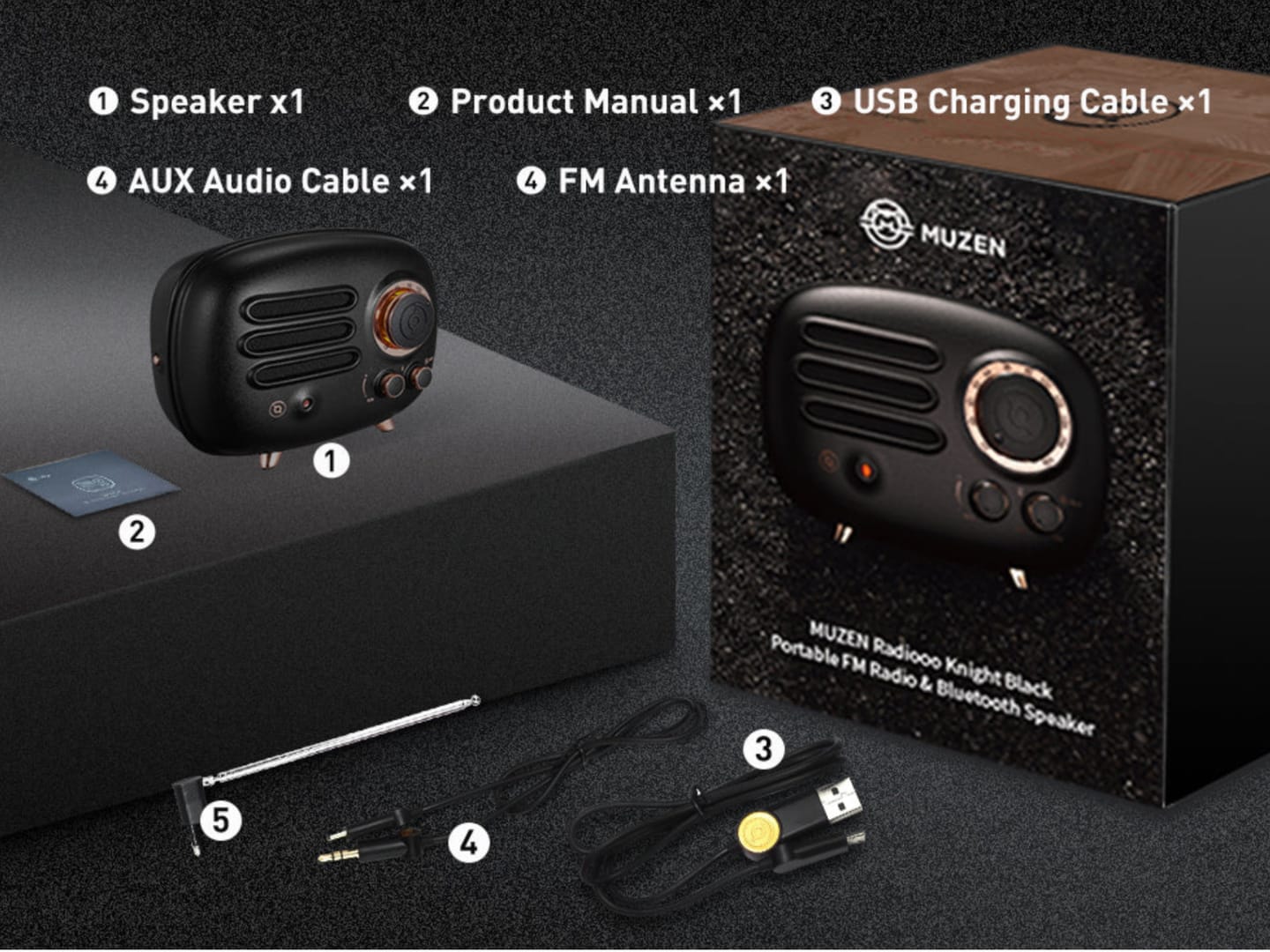 Customer photo review of MUZEN Knight Black Portable FM Radio & Bluetooth Speaker