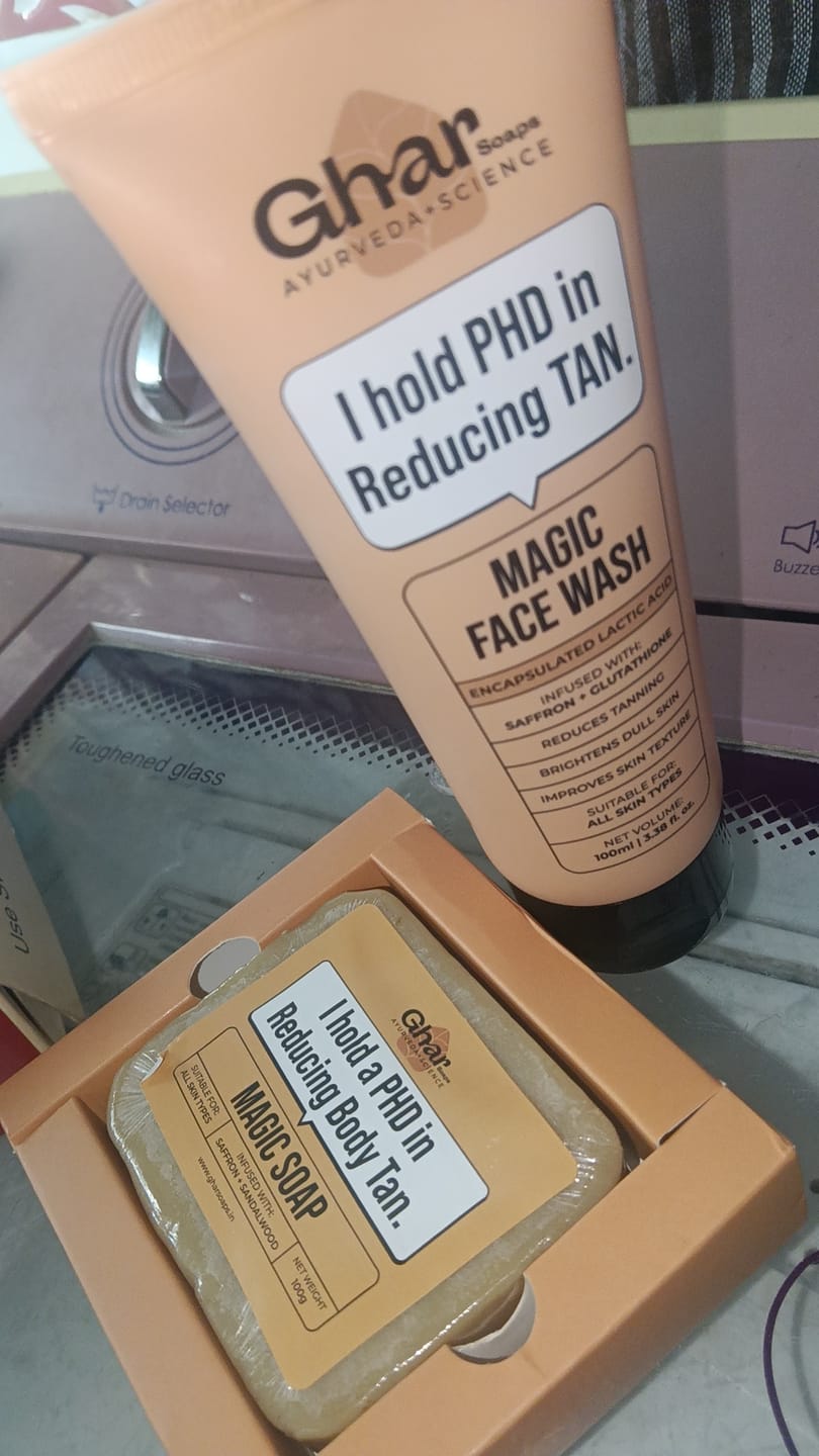 Customer photo review of Magic Soap + Face Wash + Magic Gel Combo To Reduce Tan
