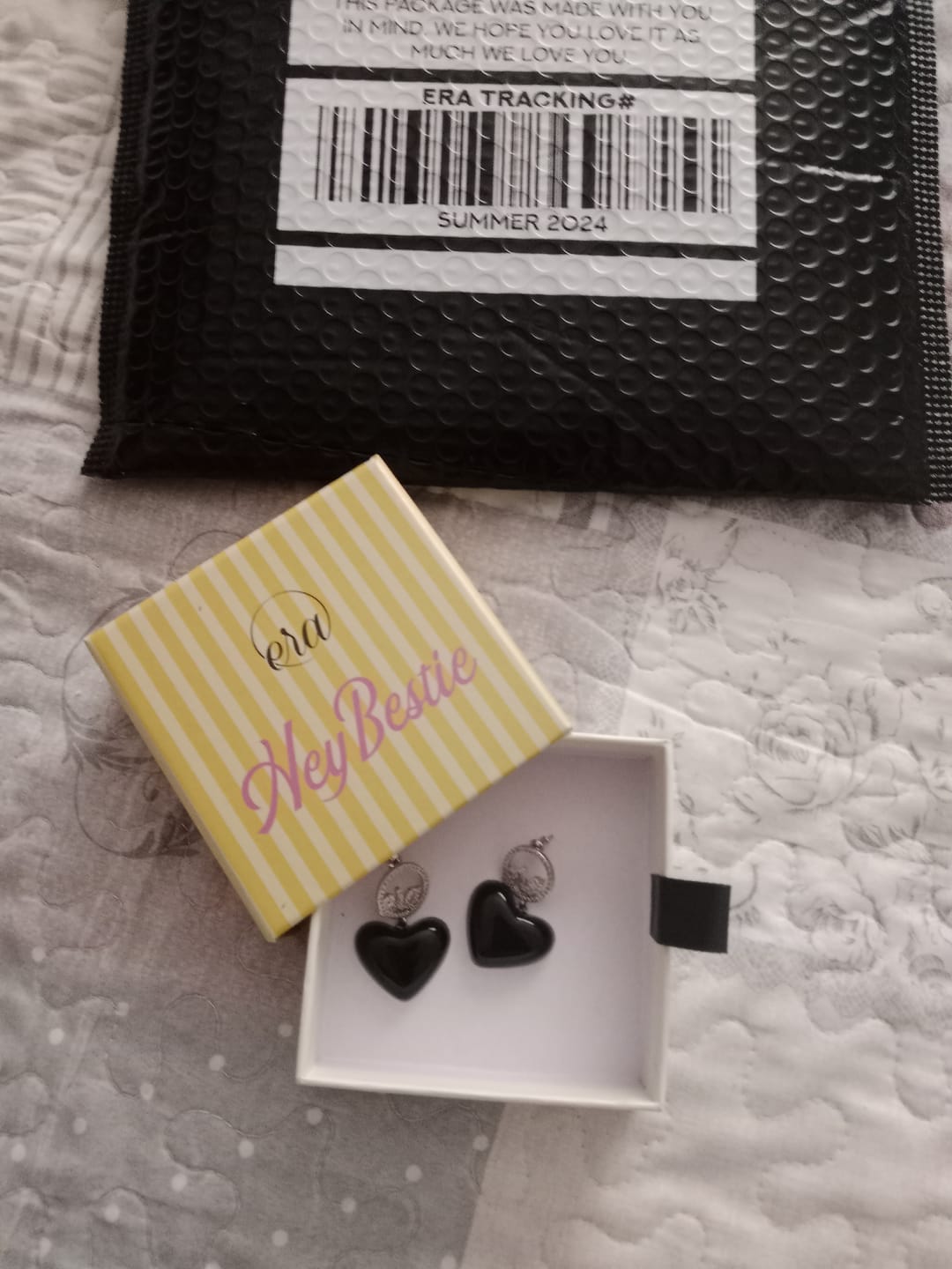 Customer photo review of Black Era Adore Silver Earrings