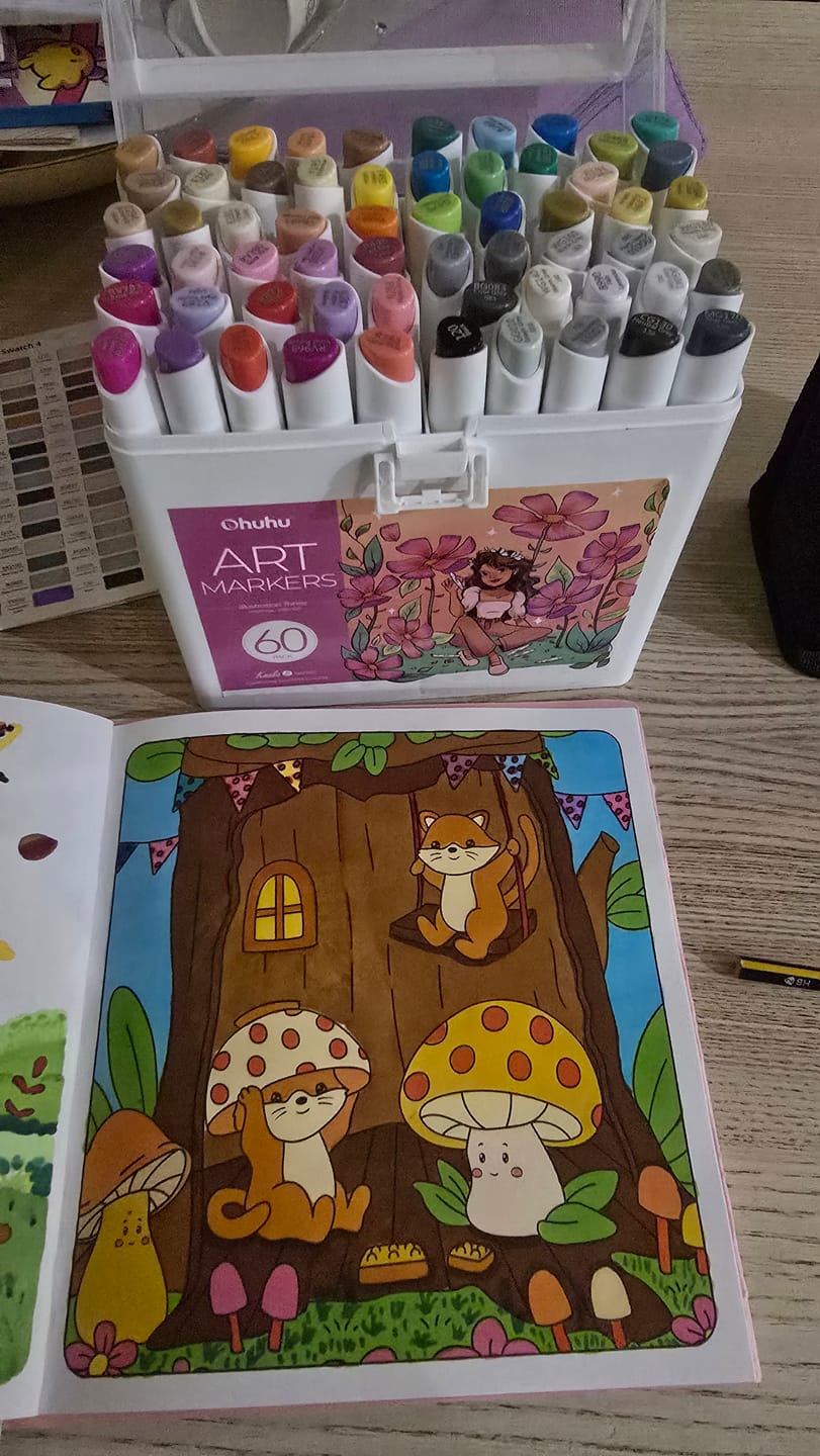 Customer photo review of Ohuhu Kaala Dual Tips Alcohol Art Markers- 60 Colors Illustrations