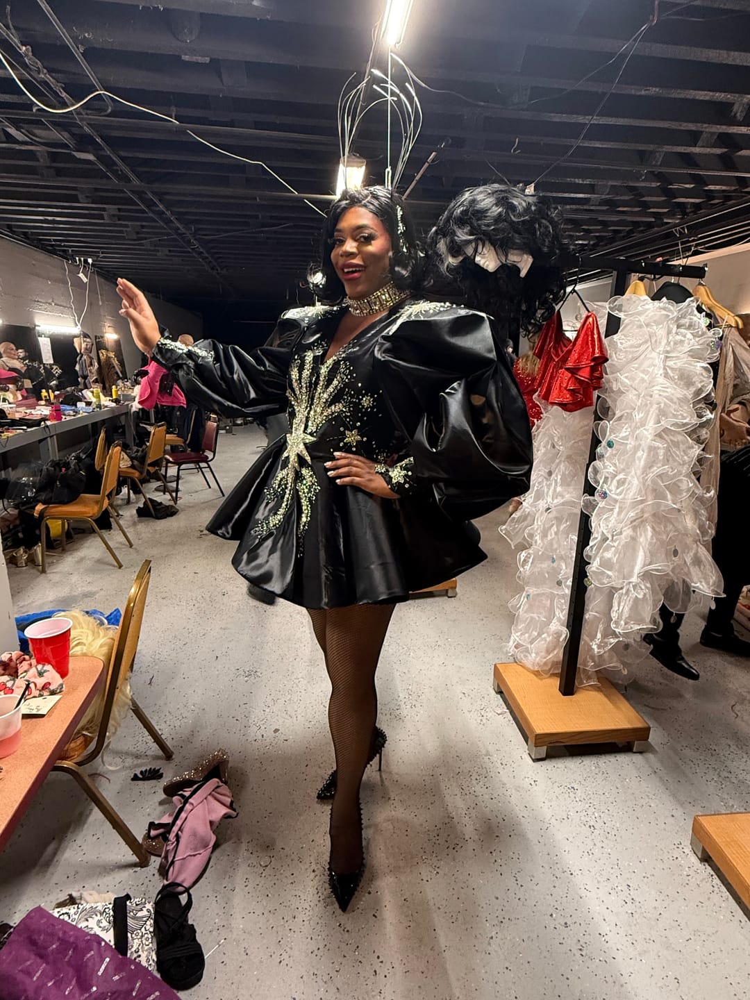 Customer photo review of Black Liquid Bridal Satin