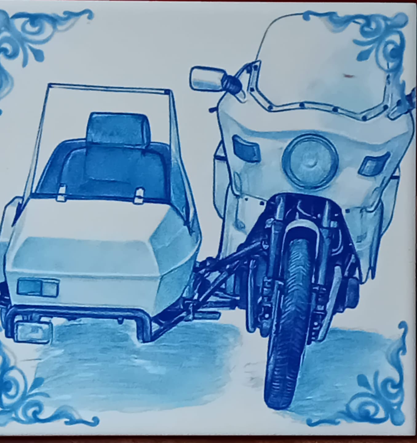 Customer photo review of Delfts Blauw tegeltje bedrukken met eigen motor