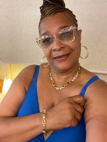 Customer photo review of Solstice Gemstone Necklace Gold