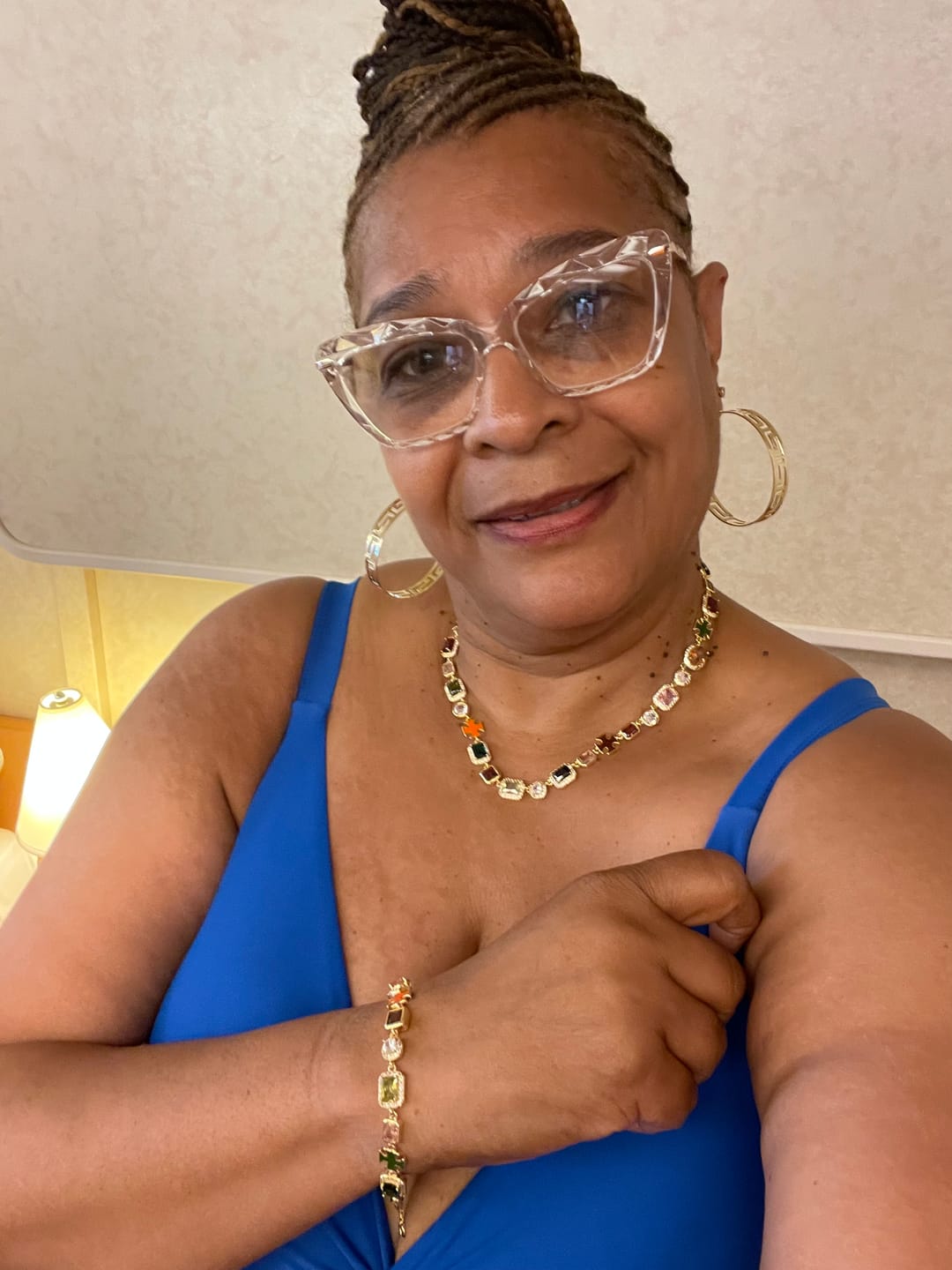 Customer photo review of Solstice Gemstone Necklace Gold