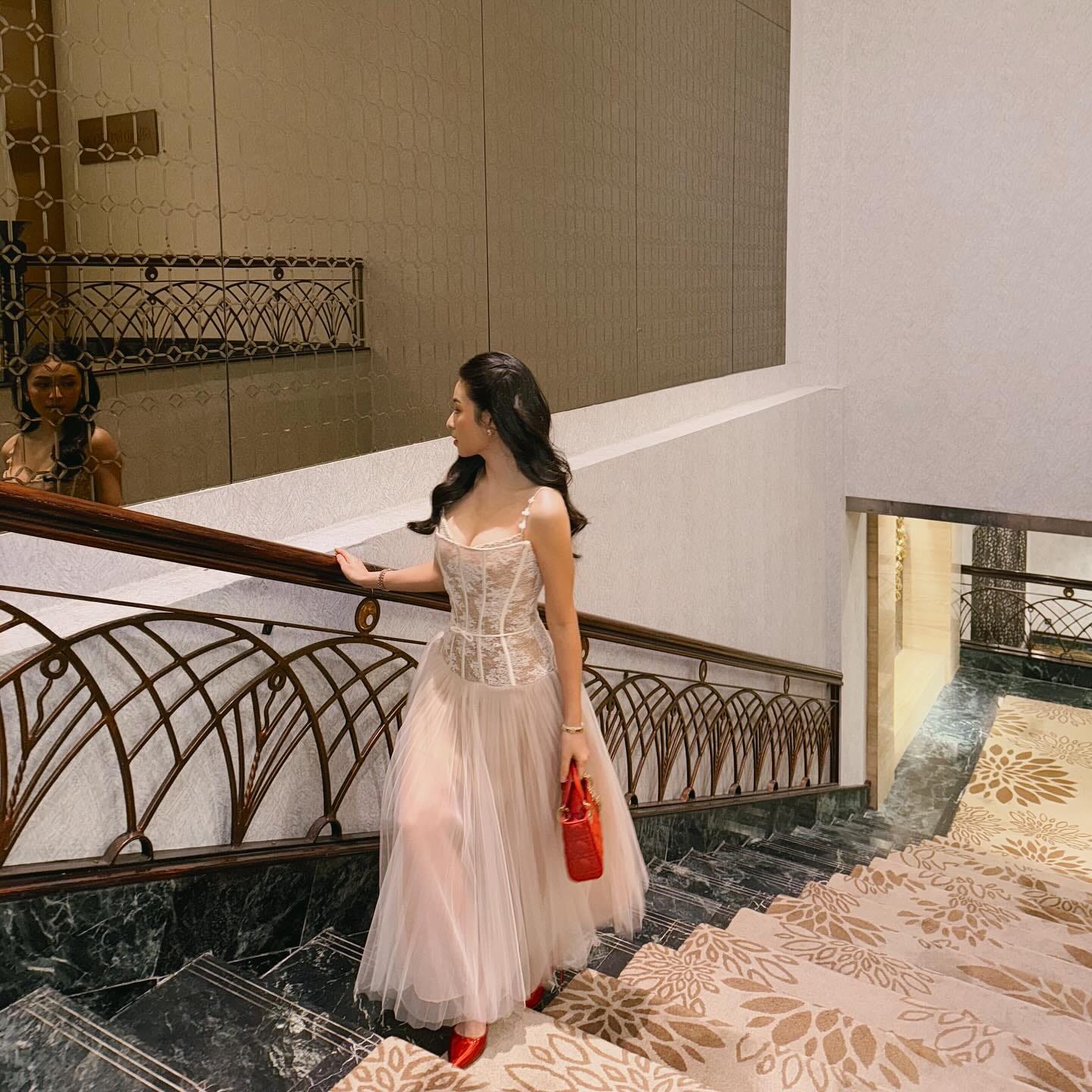 Customer photo review of Alizea Corset Tulle Midi Dress