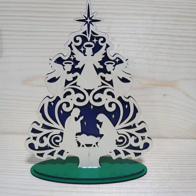 Customer photo review of Standing Nativity scene tree ornaments laser cut svg file
