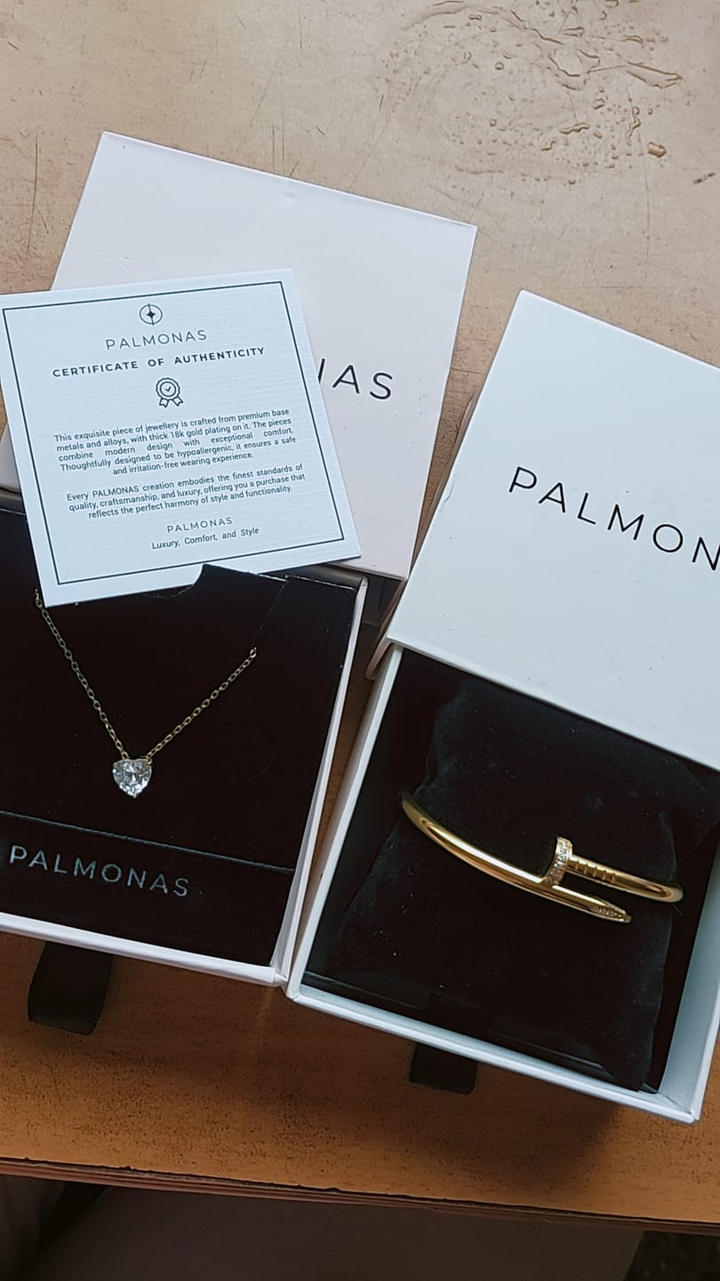 Customer photo review of Sparkling Hearts Gold Necklace