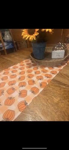 Customer photo review of Subtle F*ck Trump Fall Pumpkin Table Runner