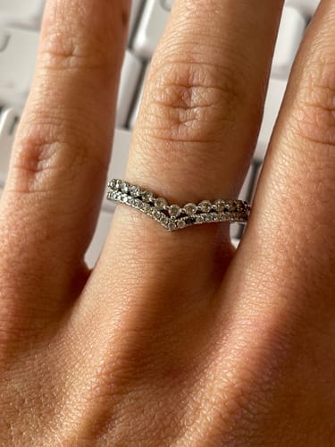 Customer photo review of 0.55Ct Simulated Diamond Double Row Matching Curved Wedding Band