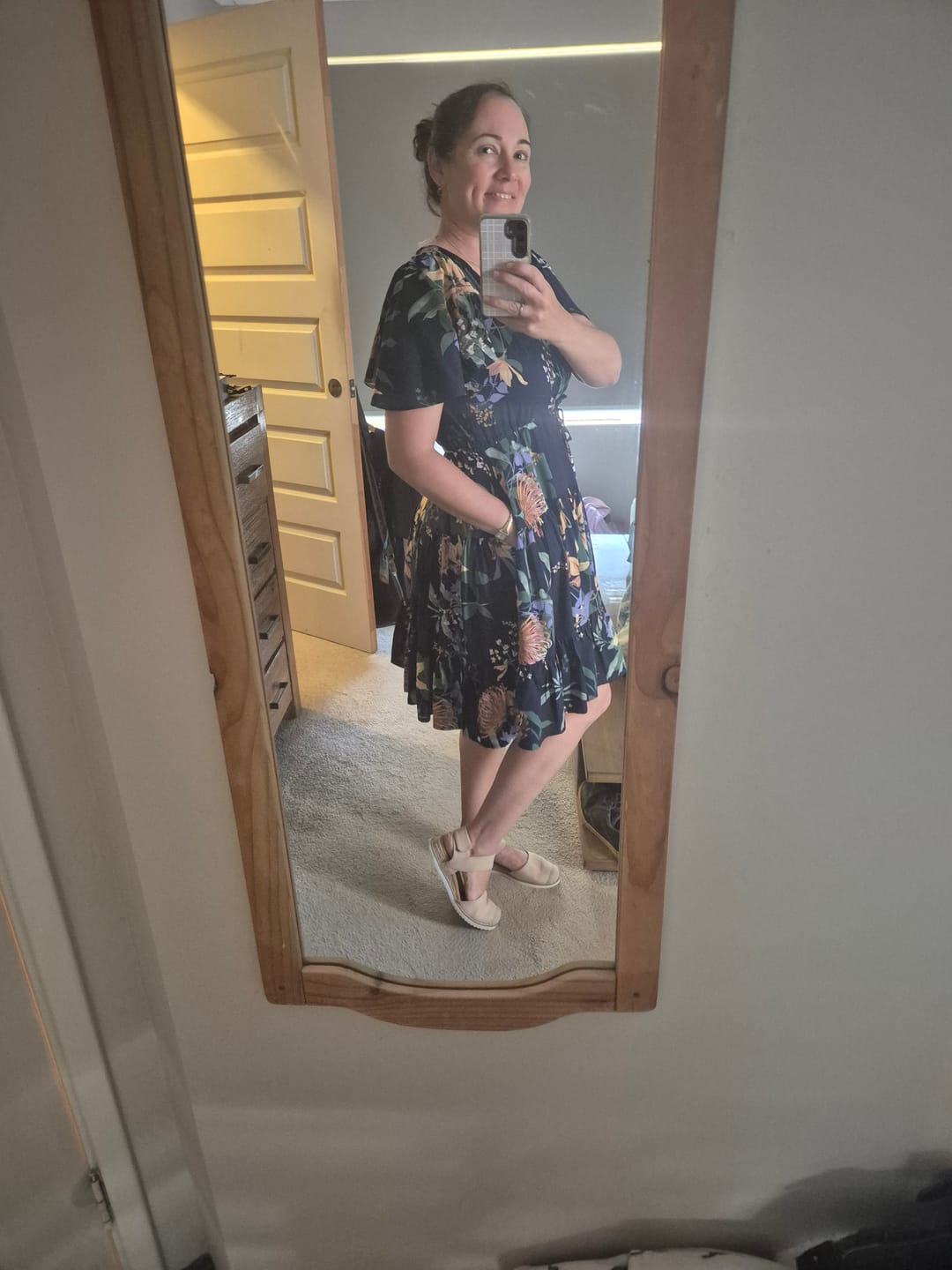 Customer photo review of Vallie Floral Dress in Navy
