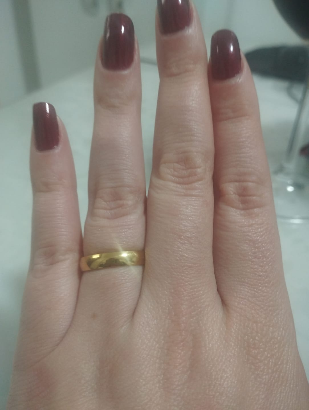 Customer photo review of Aliança Anatômica Banhado em Ouro 18K