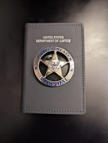 Customer photo review of US Federal Court Law Enforcement MARSHAL Badge Solid Copper Replica Movie Props