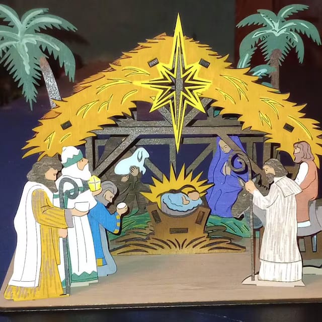 Customer photo review of Nativity scene miniatures laser cut svg file