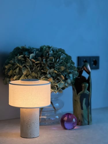 undefined review of Auríe Portable Lamp | Travertine Stone & Linen image 1 out of 1