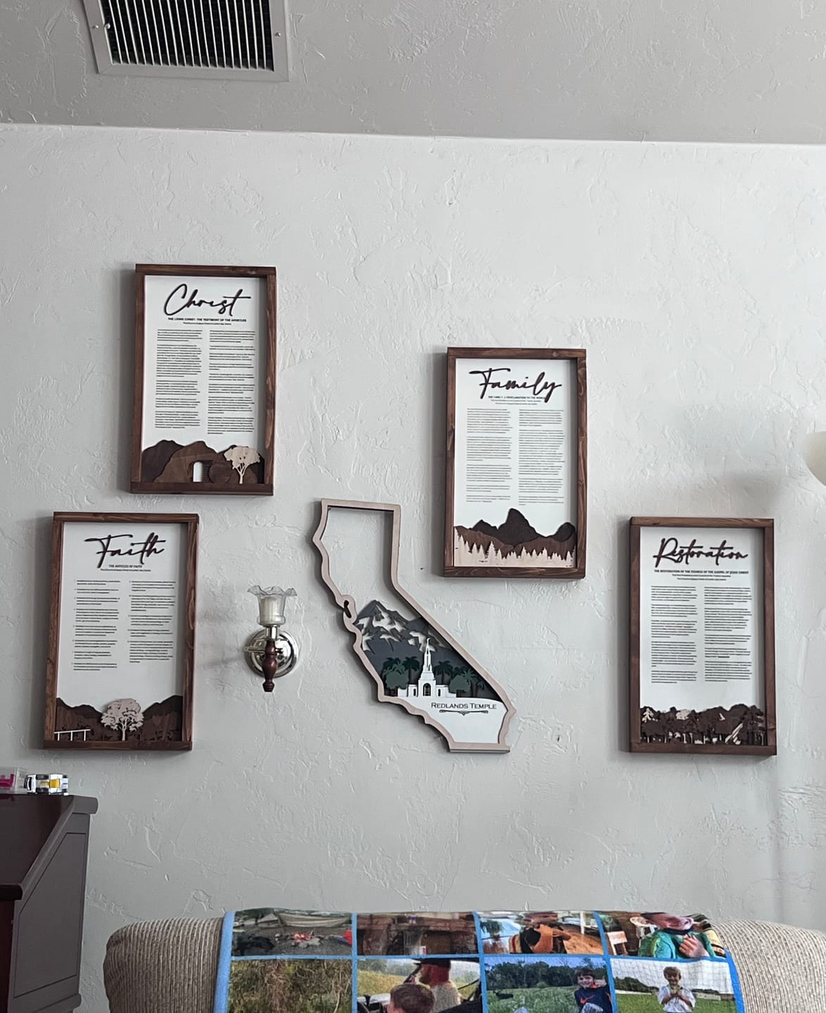 Customer photo review of 4-Piece Framed LDS Proclamation Signs With Beautiful Multi-layered Scenes