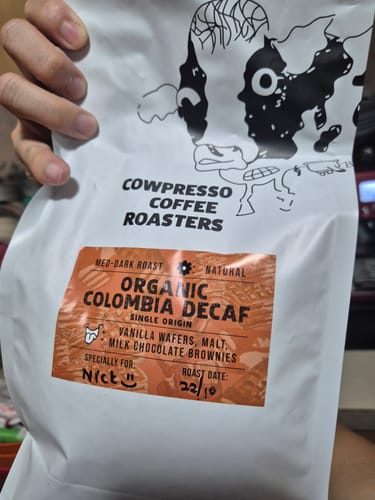 Customer photo review of Organic DECAF Colombia Maragogipe