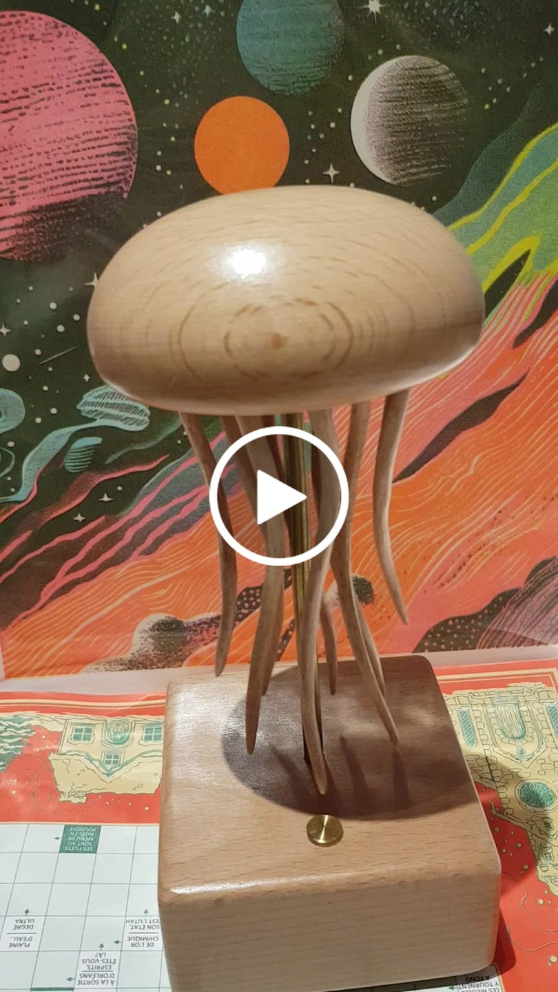 Customer video review of Handcrafted Wooden Jellyfish Automaton