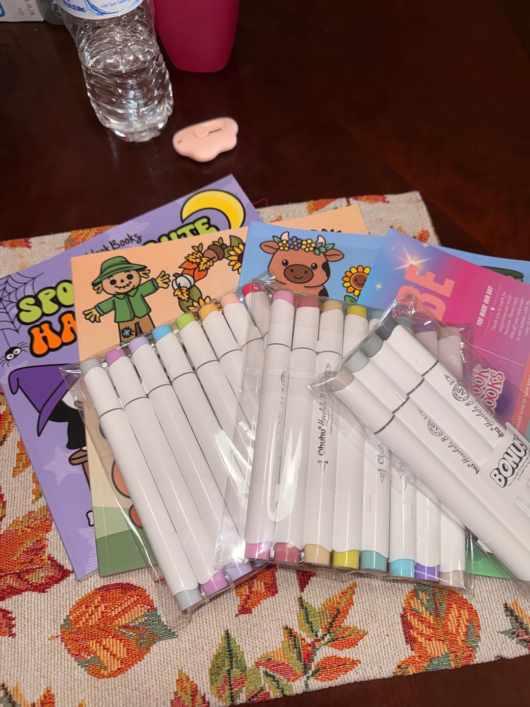 Customer photo review of 8-Pack Mystery Pallette of Ohuhu Alcohol Markers with Brush Tips + Wook Books Holographic Marker Bag