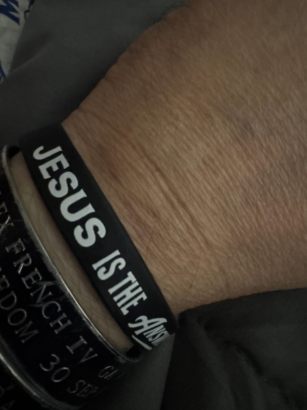 Customer photo review of Jesus Is The Answer Wristband