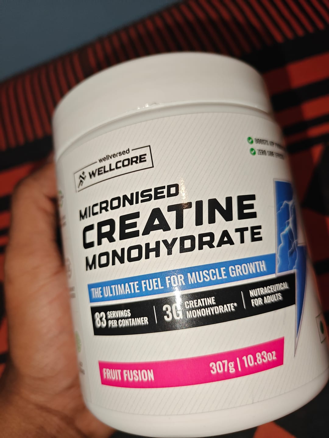 Customer photo review of Wellcore - Micronised Creatine Monohydrate (83 Servings, Fruit Fusion) + Premium Steel Shaker