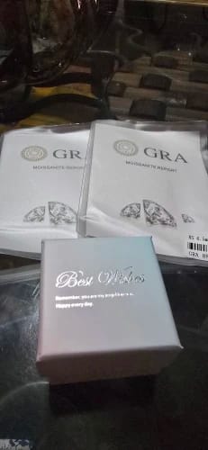 Customer photo review of 1ct GRA-Certified Moissanite Drop Earrings VVS D 18K Gold Plated 925 Sterling