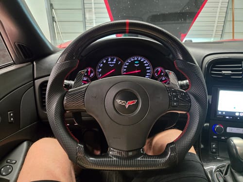 Customer photo review of Genuine Carbon Fiber Steering Wheel With Button Trim For C6 Corvette 2006-2011