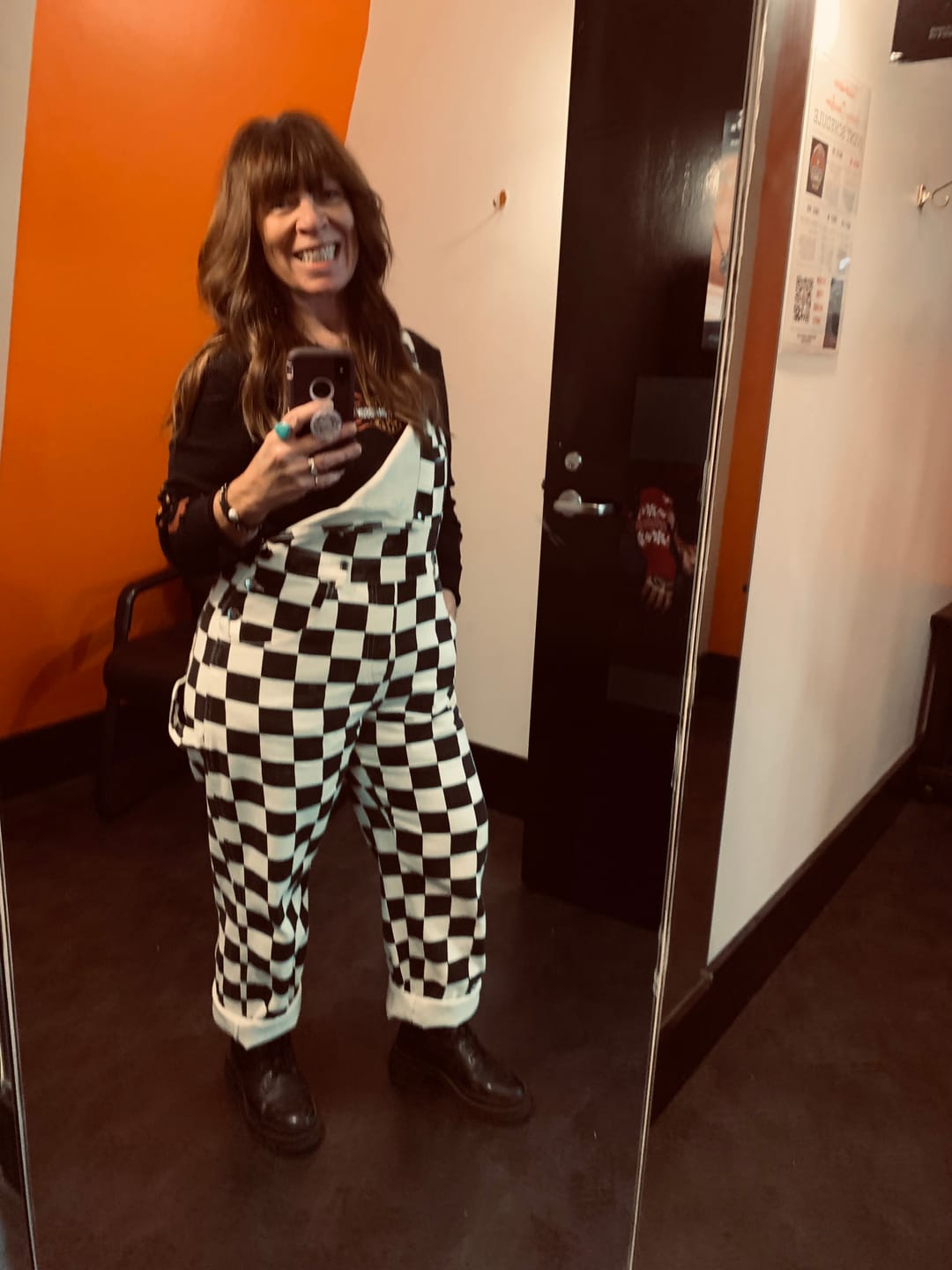 Customer photo review of Born Bad Washed Overalls - Checkered